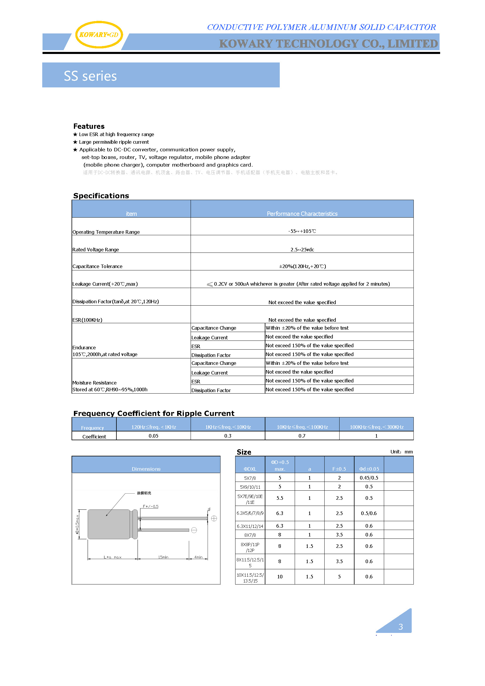 SS / Radial Conductive Polymer Aluminum Solid Capacitor(图1)